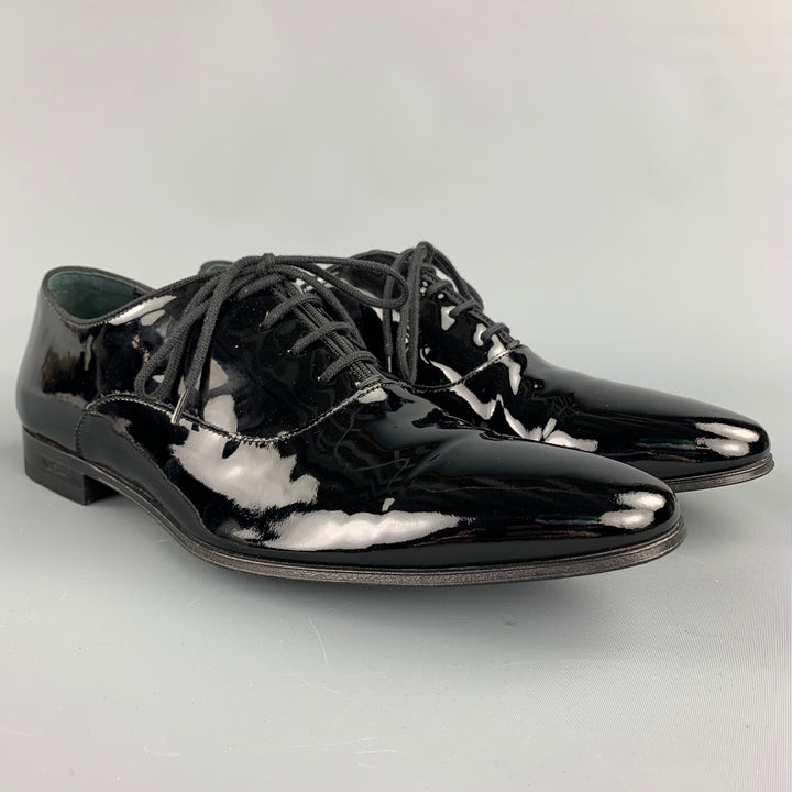 PAUL SMITH Taille 9 Chaussures habillées à lacets en cuir verni noir