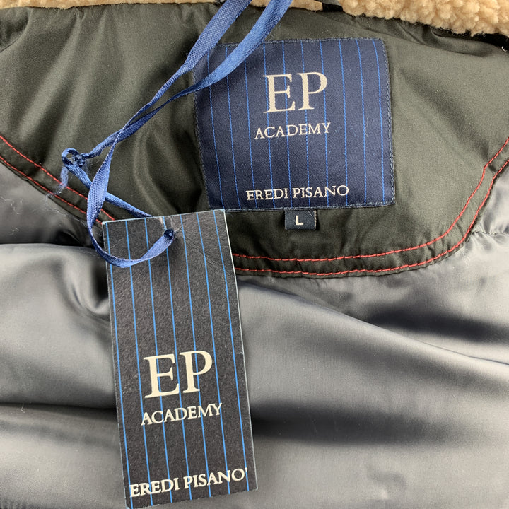 EREDI PISANO Size L Black Polyester Zip & Buttons Jacket
