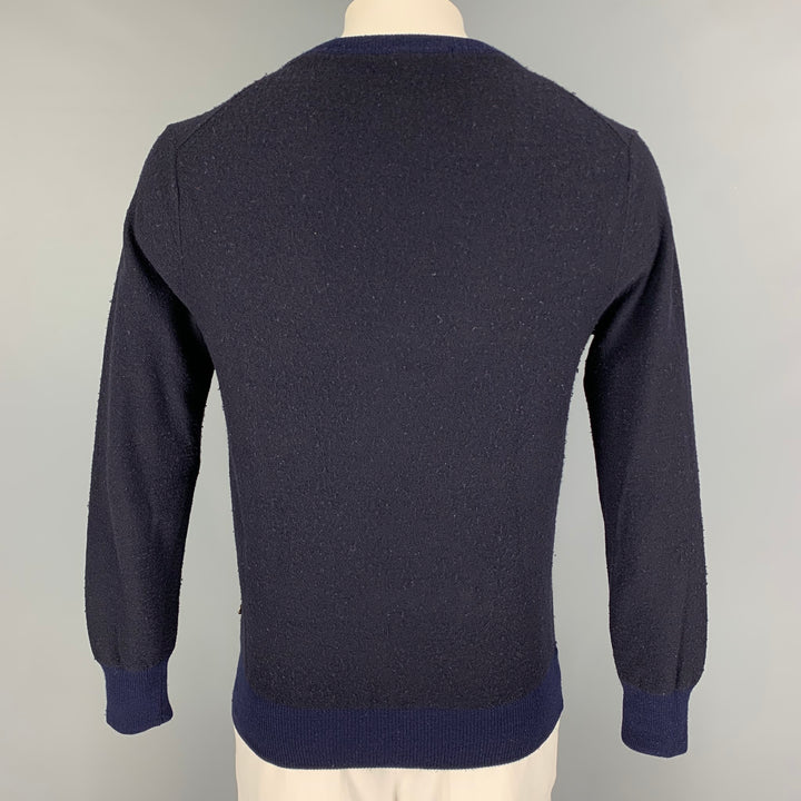 SCOTCH AND SODA Size M Navy Beige Wool Crew-Neck Sweater
