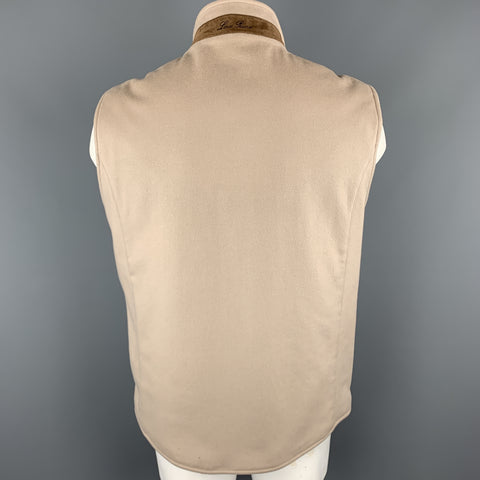 LORO PIANA Size XL Oatmeal Beige Cashmere Zip Up Storm System Vest