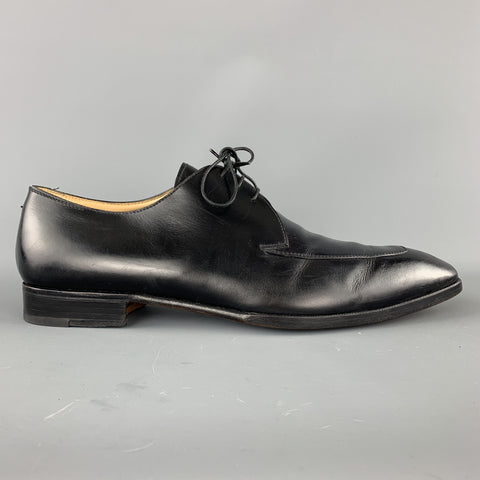GRAVATI Size 12 Black Leather Apron Split Toe Lace Up