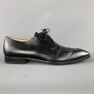 GRAVATI Size 12 Black Leather Apron Split Toe Lace Up