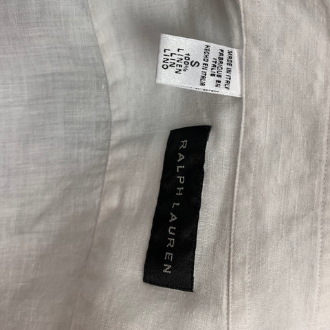 RALPH LAUREN Black Label  Size S White Linen Epaulettes Long Sleeve Shirt