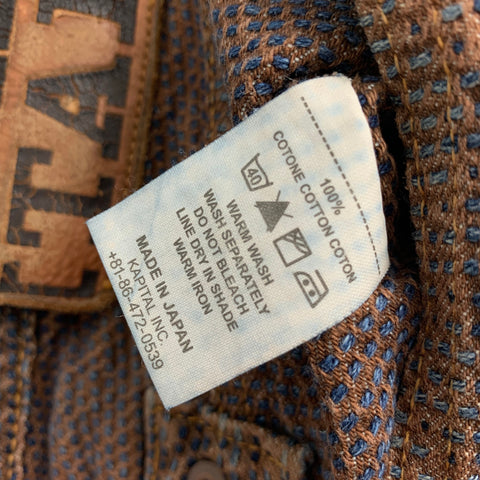 KAPITAL Size 38 Blue Brown Textured Cotton Jean Casual Pants