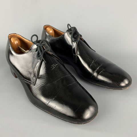 Vintage CHURCH'S Size 9 Black Patent Leather Leather Sole Lace Up Shoes