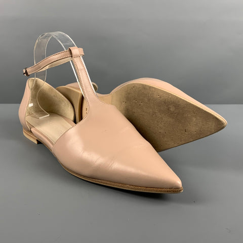 FREDA SALVADOR Talla 9 Zapatos planos con tira en T de cuero beige