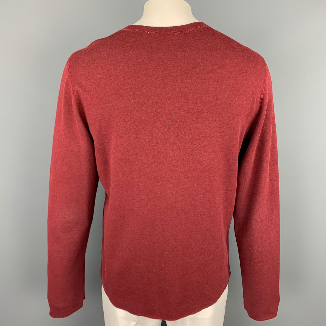 RYAN ROBERTS Size L Burgundy Polyester Blend Crew-Neck Pullover