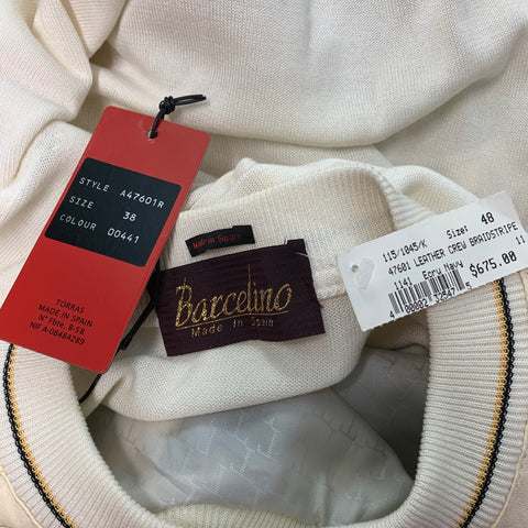 BARCELINO Taille 38 Pull col rond en coton noir crème