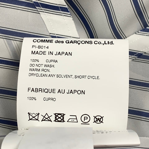 COMME des GARCONS HOMME PLUS Size M White Navy Stripe Cupra Long Sleeve Shirt