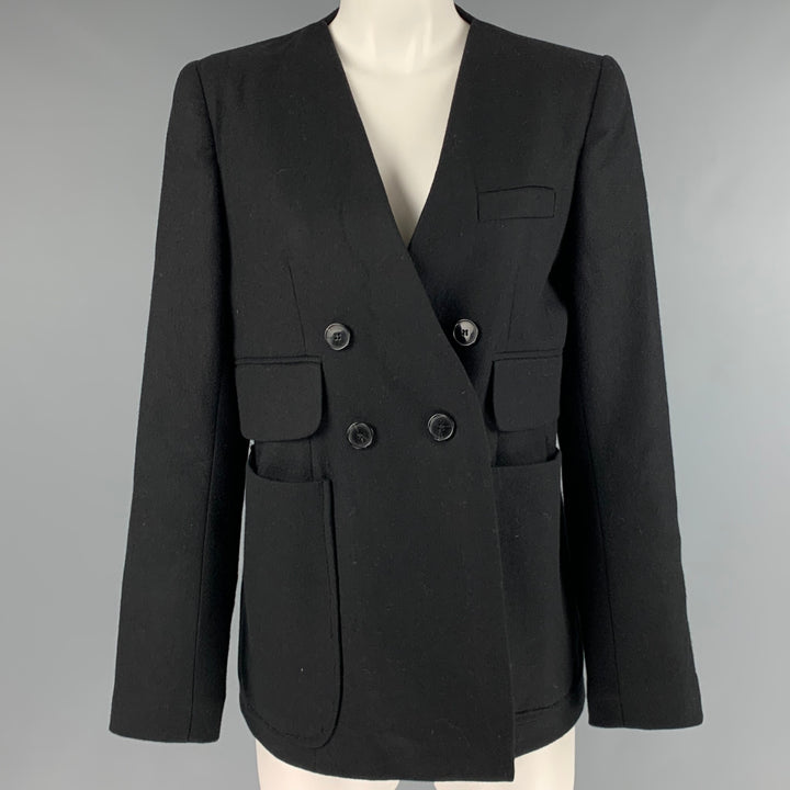 CARVEN Size L Black Wool Double Breasted Jacket