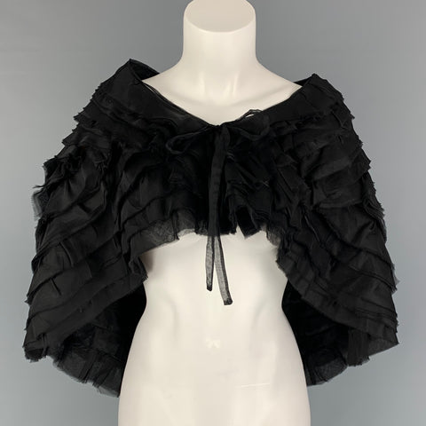 GIORGIO ARMANI Taille Unique Cape à plusieurs niveaux texturée en soie noire