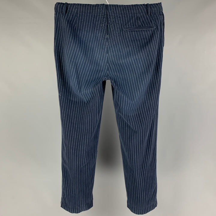 POLO par RALPH LAUREN Taille 34 Pantalon décontracté en coton à fines rayures blanc marine avec braguette boutonnée