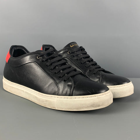 PAUL SMITH Size 10 Black Red Leather Sneakers