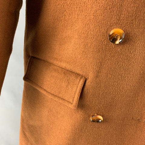 TOTOKAELO Size M Tan Solid Wool Blend Notch Lapel Coat