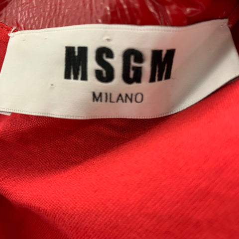 MSGM Size 4 Red Cotton Polyurethane Solid Shift Dress