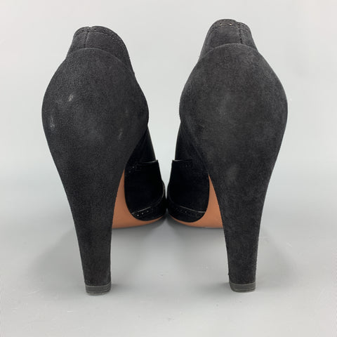 ALAIA Botines puntiagudos con tacón de ante negro talla 7