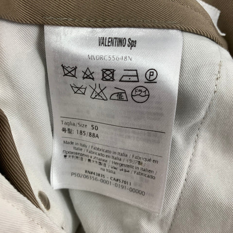 VALENTINO Size 34 Khaki Studded Cotton Zip Fly Dress Pants