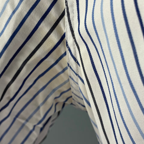 PAUL SMITH Size S White Blue Stripe Cotton Long Sleeve Shirt