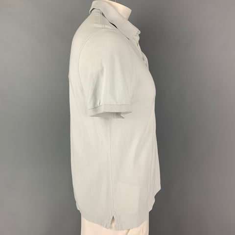 ERMENEGILDO ZEGNA Size M Light Blue Cotton Short Sleeve Polo
