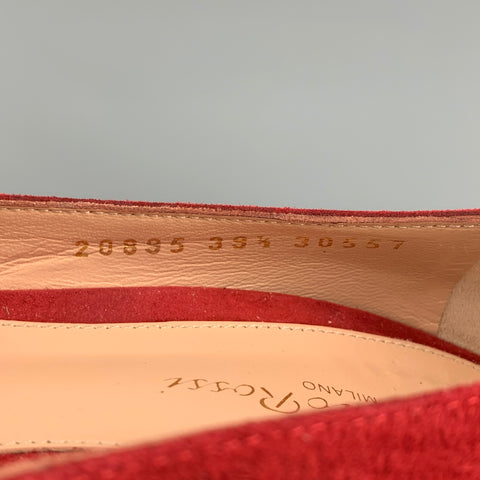GIANVITO ROSSI Size 9.5 Red Suede Ankle Strap Pumps