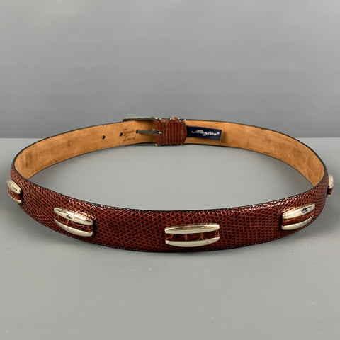 MEZLAN Size 38 Brown Lizard Leather Belt