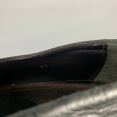 LOUIS VUITTON Size 11.5 Black Leather Wingtip Loafers