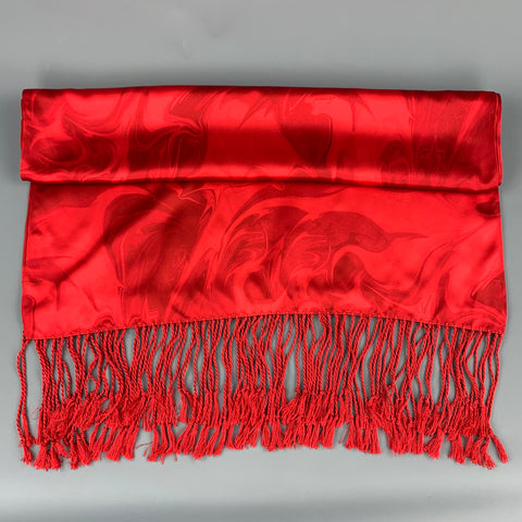 Bufanda larga de seda roja con estampado de humo de GUCCI by TOM FORD