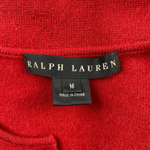 RALPH LAUREN Black Label Size M Red Knitted Cashmere Cardigan