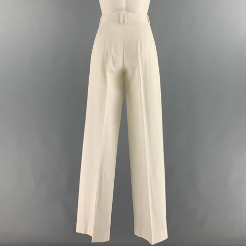 THE ROW Size 0 White Cotton Pleated Dress Pants