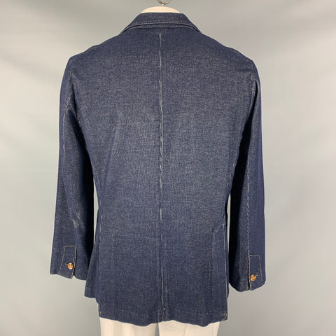 ROBERT TALBOTT Size L Navy White Corduroy Silk Cashmere Jacket