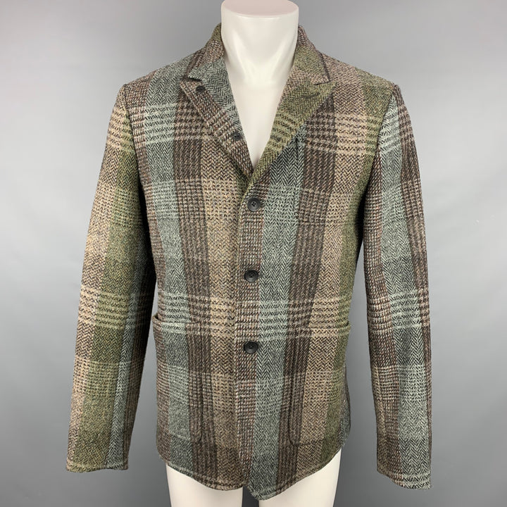 RAG & BONE Size M Olive Plaid Harris Tweed Wool Hunting Jacket