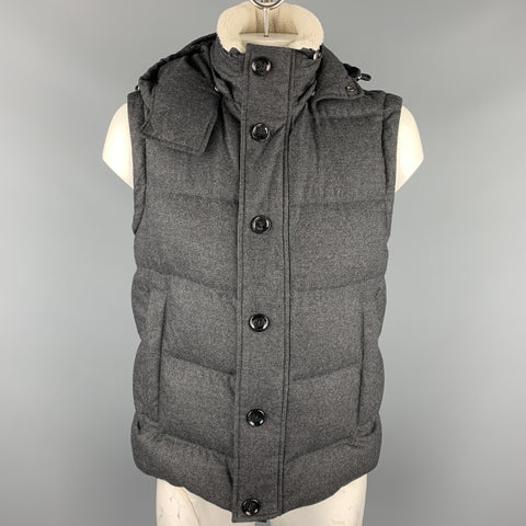 HUGO BOSS Chaleco de plumas con capucha en mezcla de lana acolchada color carbón Talla 44