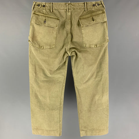 RRL by RALPH LAUREN Size 36 Olive Herringbone Cotton Utility Casual Pants