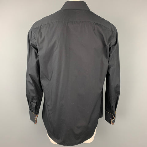 PAUL SMITH Size XL Black Cotton French Cuff Long Sleeve Shirt