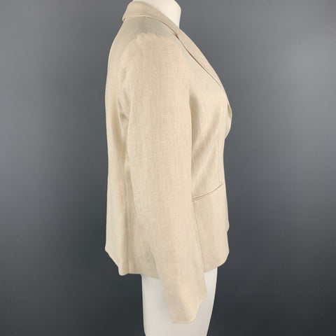 MAX MARA Talla 16 Chaqueta tipo blazer de lino beige con solapa de pico
