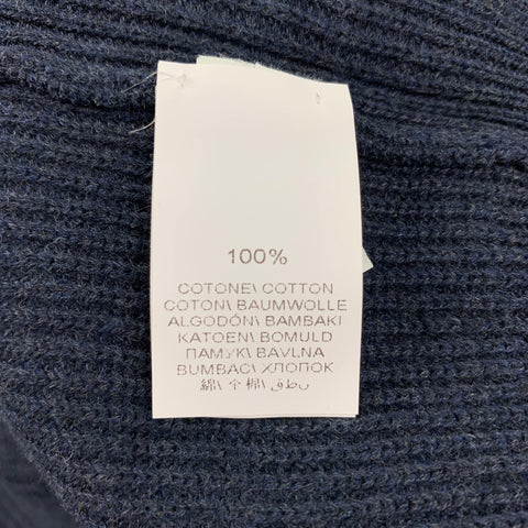 BRUNELLO CUCINELLI  Size L Navy Knitted Cotton Hooded Jacket