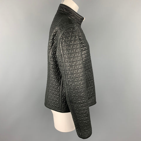 EMPORIO ARMANI Taille M Veste réversible en cuir noir