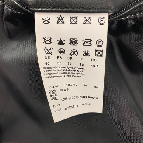 BOSS by HUGO BOSS Size 40 Black Solid Leather Motorcycle Jacket