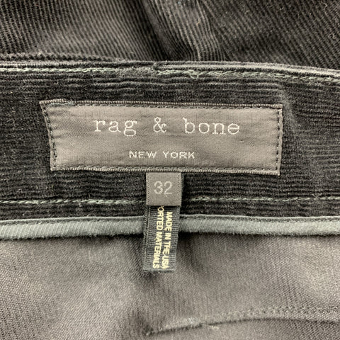 RAG & BONE Size 32 Black Corduroy Button Fly Casual Pants