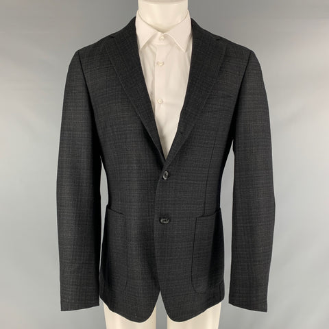 BELVEST Size 40 Black Charcoal Wool Single Breasted Sport Coat