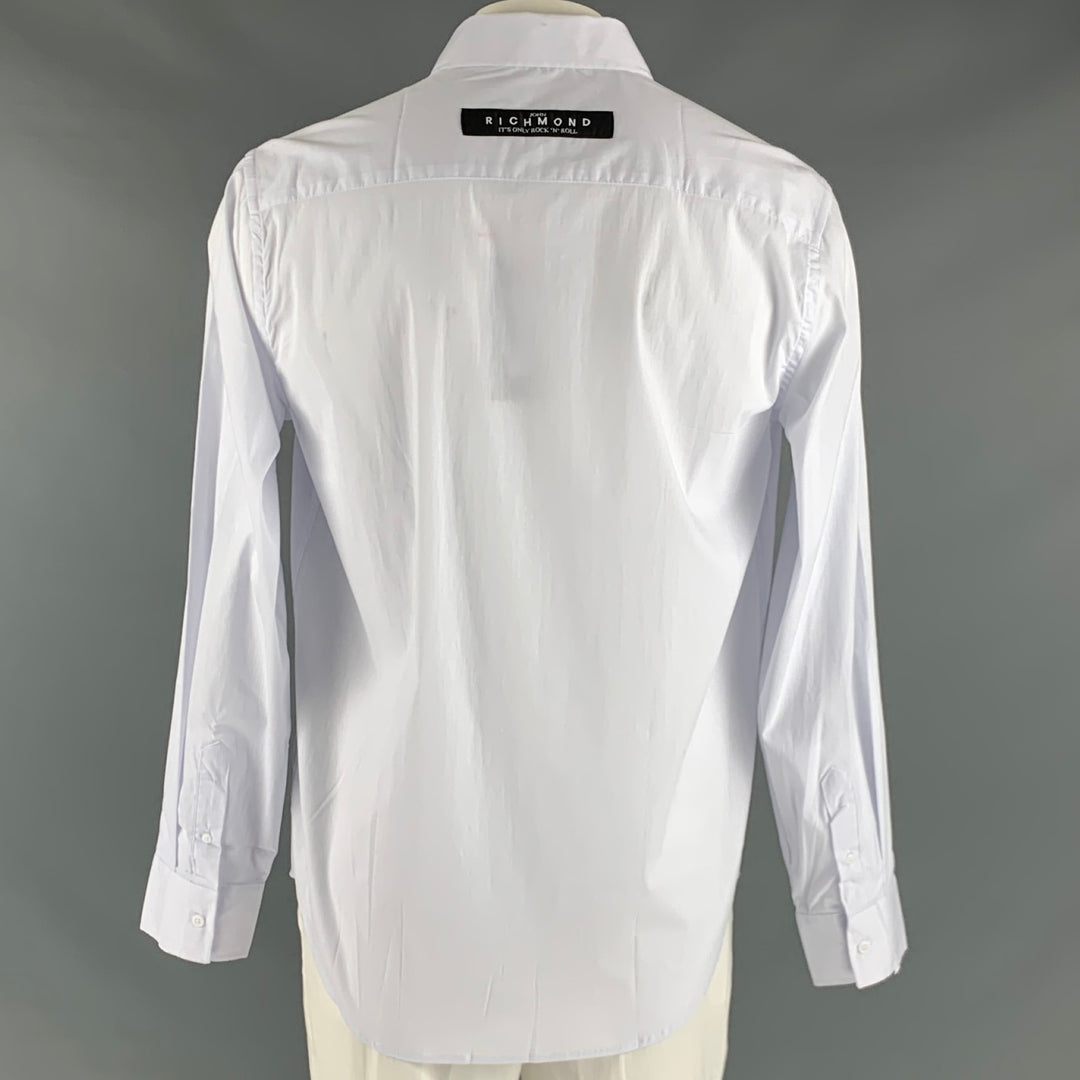 JOHN RICHMOND Taille XL Chemise à manches longues boutonnée en mélange de coton uni blanc
