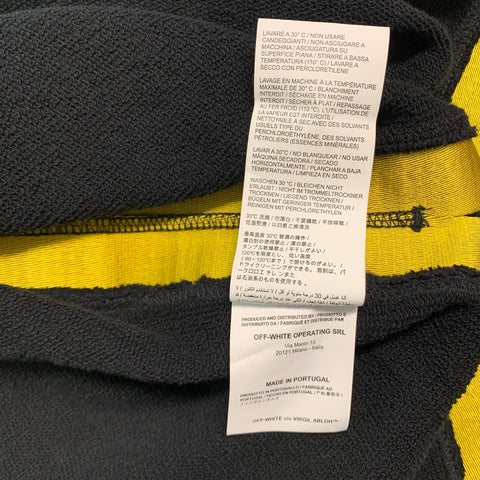 OFF-WHITE Size S Black Yellow Applique Cotton Crew-Neck Sweatshirt