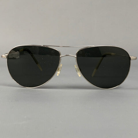 OLIVER PEOPLES Silver Metal Aviator Benedict Sunglasses