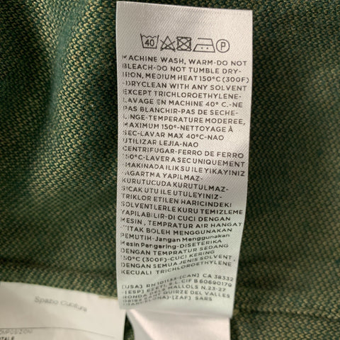 ERMENEGILDO ZEGNA Size M Green &  Yellow Textured Cotton Long Sleeve Shirt