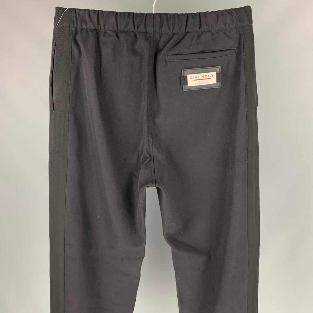 GIVENCHY Size 32 Black Polyester / Wool Elastic Waistband Casual Pants