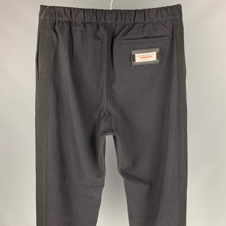 GIVENCHY Size 32 Black Polyester / Wool Elastic Waistband Casual Pants