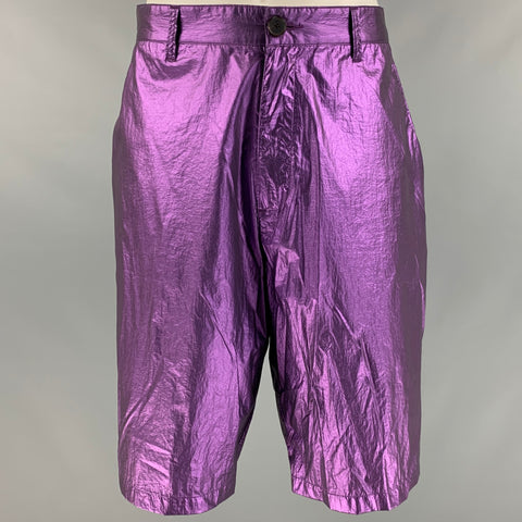 ROBERT GELLER Taille 32 Short zippé en nylon métallisé violet