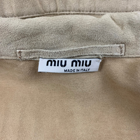 MIU MIU Size 4 Beige Suede Belted Jacket