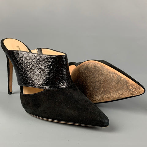 ALEXANDRE BIRMAN Size 8.5 Black Suede Embossed Patent Leather Cutout Boots