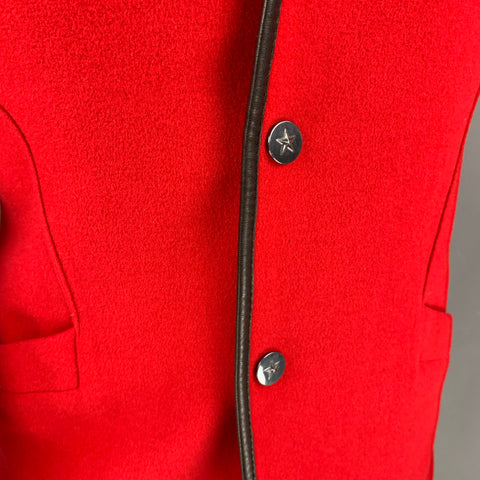 THIERRY MUGLER Taille 40 Veste sans col en laine rouge Angora